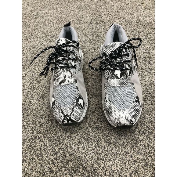 Snake Skin 6.5 Wedge-Sole Sneakers Black Chunky - Picture 1 of 6